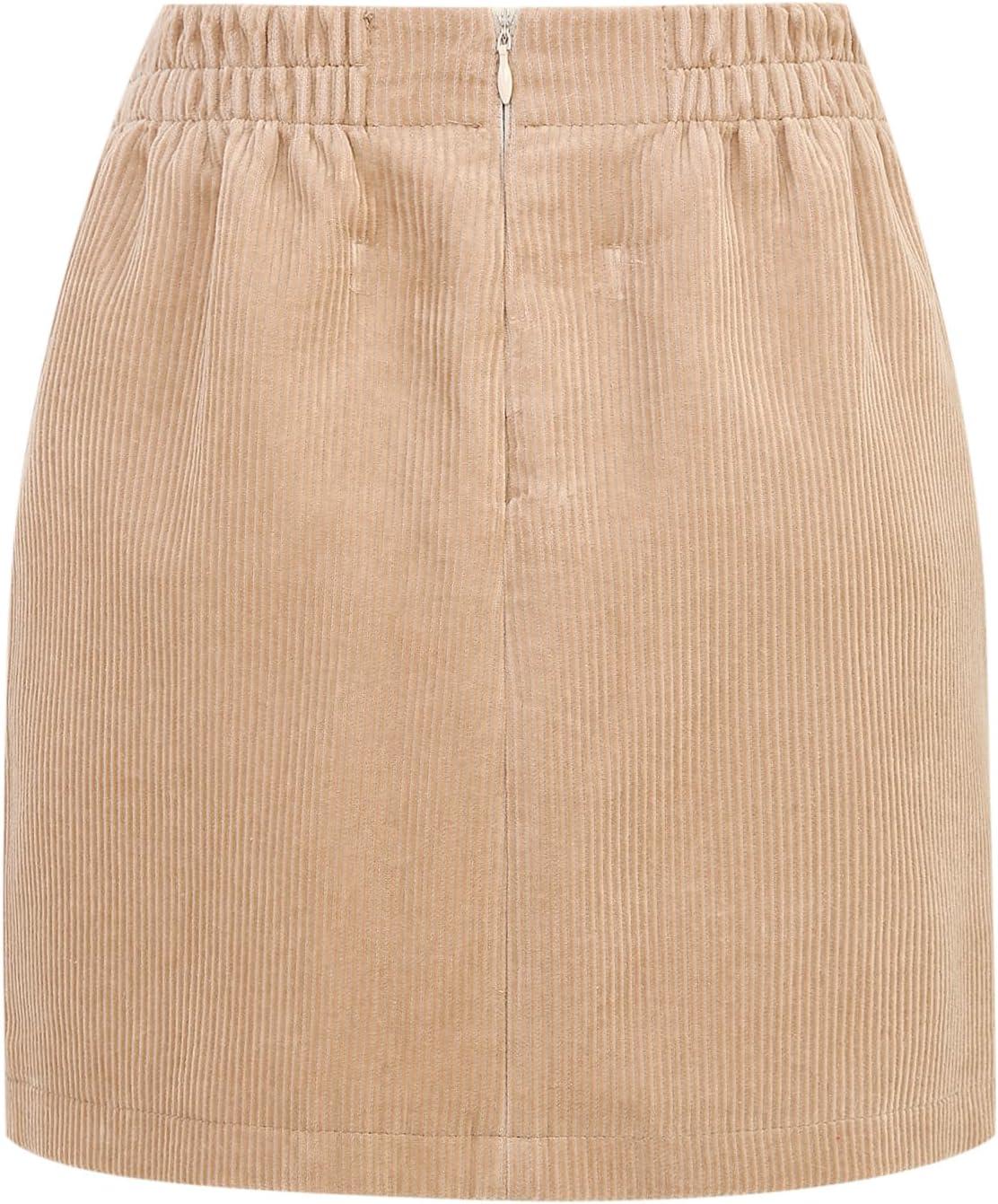 imageIDEALSANXUN Corduroy Skirt Women Fall Winter High Waisted Short Pencil Bodycon Vintage Cute Mini SkirtsKhaki