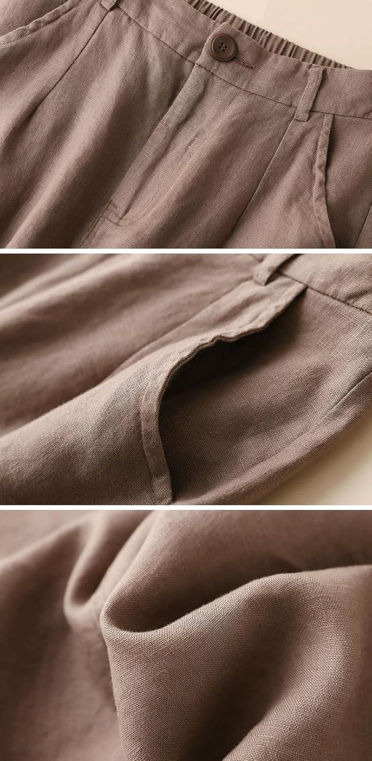 imageIDEALSANXUN Womens Cotton Linen Skirts Spring Summer A Line Midi Skirt with Pockets Beach Vacation ClothesCoffee