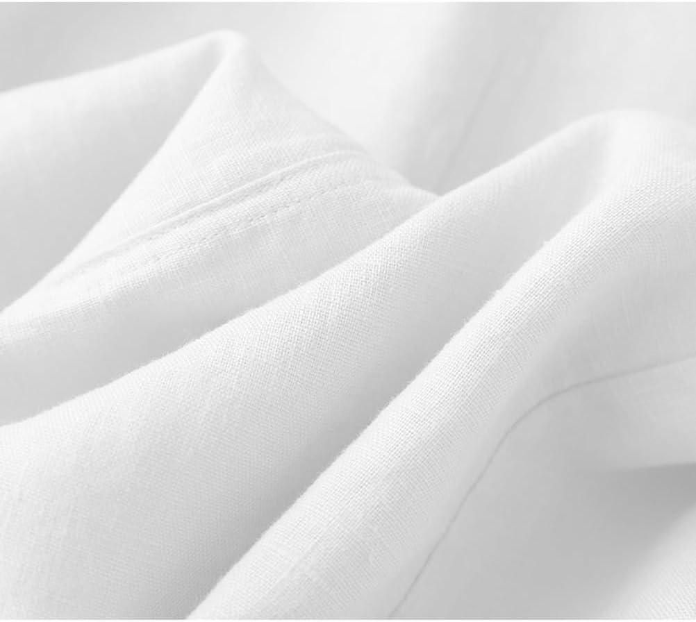 imageIDEALSANXUN Womens Cotton Linen Skirts Spring Summer A Line Midi Skirt with Pockets Beach Vacation ClothesWhite