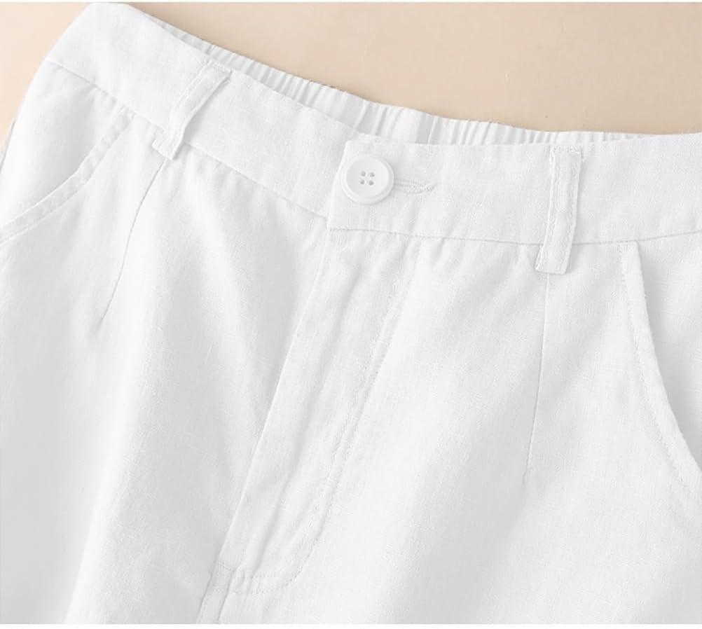 imageIDEALSANXUN Womens Cotton Linen Skirts Spring Summer A Line Midi Skirt with Pockets Beach Vacation ClothesWhite