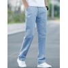 imageIDEALSANXUN Cotton Pants for Men Summer Casual Straight Leg Relaxed Fit Slacks Work Trousers Dress PantsLight Blue
