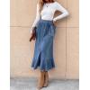 imageIDEALSANXUN Denim Skirt for Women Spring Summer Outfits A Line Elastic High Waisted Drawstring Pleated Casual Midi Jean SkirtBlue