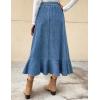 imageIDEALSANXUN Denim Skirt for Women Spring Summer Outfits A Line Elastic High Waisted Drawstring Pleated Casual Midi Jean SkirtBlue