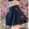 imageIDEALSANXUN Gothic Plaid Mini Skirts for Women Short High Waist Plaid SkirtsCargo Black