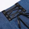 imageIDEALSANXUN Gothic Plaid Mini Skirts for Women Short High Waist Plaid SkirtsDenim Blue