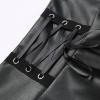 imageIDEALSANXUN Gothic Plaid Mini Skirts for Women Short High Waist Plaid SkirtsLeather Black