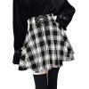 imageIDEALSANXUN Gothic Plaid Mini Skirts for Women Short High Waist Plaid SkirtsPlaid Black A03