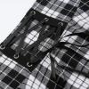 imageIDEALSANXUN Gothic Plaid Mini Skirts for Women Short High Waist Plaid SkirtsPlaid Black New