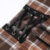imageIDEALSANXUN Gothic Plaid Mini Skirts for Women Short High Waist Plaid SkirtsPlaid Brown New
