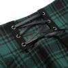 imageIDEALSANXUN Gothic Plaid Mini Skirts for Women Short High Waist Plaid SkirtsPlaid Green 02