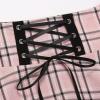 imageIDEALSANXUN Gothic Plaid Mini Skirts for Women Short High Waist Plaid SkirtsPlaid Pink