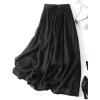imageIDEALSANXUN Linen Skirts for Women Spring Summer A Line Drawstring Elastic High Waisted Casual Cute Trendy Flowy Midi SkirtBlack