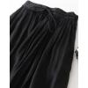 imageIDEALSANXUN Linen Skirts for Women Spring Summer A Line Drawstring Elastic High Waisted Casual Cute Trendy Flowy Midi SkirtBlack
