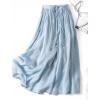 imageIDEALSANXUN Linen Skirts for Women Spring Summer A Line Drawstring Elastic High Waisted Casual Cute Trendy Flowy Midi SkirtLight Blue