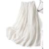 imageIDEALSANXUN Linen Skirts for Women Spring Summer A Line Drawstring Elastic High Waisted Casual Cute Trendy Flowy Midi SkirtWhite