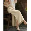 imageIDEALSANXUN Linen Skirts for Women Spring Summer Casual Lightweight Elastic High Waisted Cotton Midi Skirt with SlitBeige