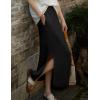 imageIDEALSANXUN Linen Skirts for Women Spring Summer Casual Lightweight Elastic High Waisted Cotton Midi Skirt with SlitBlack