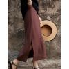 imageIDEALSANXUN Linen Skirts for Women Spring Summer Casual Lightweight Elastic High Waisted Cotton Midi Skirt with SlitWine
