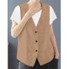 imageIDEALSANXUN Linen Vest for Women Casual Sleeveless Spring Summer Blazer JacketsKhaki