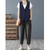 imageIDEALSANXUN Linen Vest for Women Casual Sleeveless Spring Summer Blazer JacketsNavy