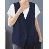 imageIDEALSANXUN Linen Vest for Women Casual Sleeveless Spring Summer Blazer JacketsNavy
