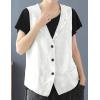 imageIDEALSANXUN Linen Vest for Women Casual Sleeveless Spring Summer Blazer JacketsWhite