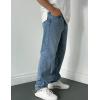 imageIDEALSANXUN Mens Baggy Jeans Casual Loose Fit Straight Leg Classic Denim Jeans PantsLight Blue