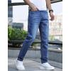 imageIDEALSANXUN Mens Skinny Jeans Casual Stretch Slim Fit Straight Leg Classic Denim Jeans PantsDark Blue