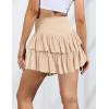 imageIDEALSANXUN Ruffle Mini Skirt for Women Smocked Waist A Line Cute Short Flowy SkirtBeige
