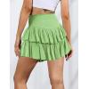imageIDEALSANXUN Ruffle Mini Skirt for Women Smocked Waist A Line Cute Short Flowy SkirtGreen