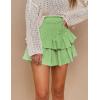 imageIDEALSANXUN Ruffle Mini Skirt for Women Smocked Waist A Line Cute Short Flowy SkirtGreen