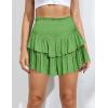 imageIDEALSANXUN Ruffle Mini Skirt for Women Smocked Waist A Line Cute Short Flowy SkirtGreen81