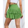 imageIDEALSANXUN Ruffle Mini Skirt for Women Smocked Waist A Line Cute Short Flowy SkirtGreen81