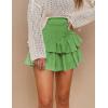 imageIDEALSANXUN Ruffle Mini Skirt for Women Smocked Waist A Line Cute Short Flowy SkirtGreen81