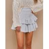 imageIDEALSANXUN Ruffle Mini Skirt for Women Smocked Waist A Line Cute Short Flowy SkirtGrey