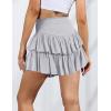 imageIDEALSANXUN Ruffle Mini Skirt for Women Smocked Waist A Line Cute Short Flowy SkirtGrey