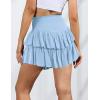 imageIDEALSANXUN Ruffle Mini Skirt for Women Smocked Waist A Line Cute Short Flowy SkirtLight Blue