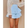 imageIDEALSANXUN Ruffle Mini Skirt for Women Smocked Waist A Line Cute Short Flowy SkirtLight Blue