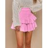 imageIDEALSANXUN Ruffle Mini Skirt for Women Smocked Waist A Line Cute Short Flowy SkirtLight Pink