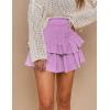 imageIDEALSANXUN Ruffle Mini Skirt for Women Smocked Waist A Line Cute Short Flowy SkirtLight Purple