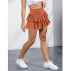 imageIDEALSANXUN Ruffle Mini Skirt for Women Smocked Waist A Line Cute Short Flowy SkirtOrange