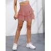 imageIDEALSANXUN Ruffle Mini Skirt for Women Smocked Waist A Line Cute Short Flowy SkirtPink