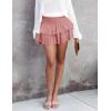 imageIDEALSANXUN Ruffle Mini Skirt for Women Smocked Waist A Line Cute Short Flowy SkirtPink