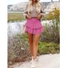 imageIDEALSANXUN Ruffle Mini Skirt for Women Smocked Waist A Line Cute Short Flowy SkirtPink09