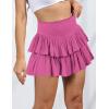 imageIDEALSANXUN Ruffle Mini Skirt for Women Smocked Waist A Line Cute Short Flowy SkirtPink09