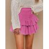 imageIDEALSANXUN Ruffle Mini Skirt for Women Smocked Waist A Line Cute Short Flowy SkirtPink09