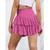 imageIDEALSANXUN Ruffle Mini Skirt for Women Smocked Waist A Line Cute Short Flowy SkirtPink09