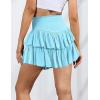 imageIDEALSANXUN Ruffle Mini Skirt for Women Smocked Waist A Line Cute Short Flowy SkirtSky Blue
