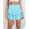 imageIDEALSANXUN Ruffle Mini Skirt for Women Smocked Waist A Line Cute Short Flowy SkirtSky Blue