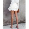 imageIDEALSANXUN Ruffle Mini Skirt for Women Smocked Waist A Line Cute Short Flowy SkirtWhite